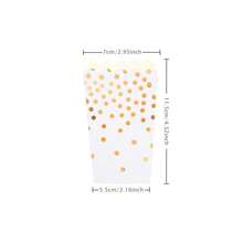 White & Gold Polka Dot Popcorn Boxes, Metallic Gold Dot Print Disposable Paper Snack Containers, 4.52x2.95x2.16 Inch Treat Boxes For Adult Birthday Party, Bridal Shower, Wedding Reception, Graduation Celebration, Backyard Gathering, Movie Night, Carnival, Outdoor BBQ, Party Favors, Candy Buffet, Dessert Table Decor, Sturdy Paper Popcorn Holders Multi Size Optional With 10PCS 20PCS 50PCS 100PCS For All Adult Celebration Occasions - Multicolor - View 2