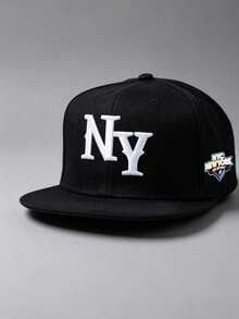 1 Pc ManEmbroidered NY Flat Brim Baseball Cap Adjustable Suitable For Spring And Autumn Travel Beach Vacation - Multicolor - View 11