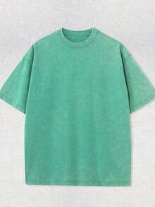 Tops230g Washed, A Beautiful Day Starts From The Morning Sun Printed T-Shirt, High-Quality Wax Printed Cotton Retro Fashion Brand T-Shirt, Beach Essen - 草綠色 - 查看 2