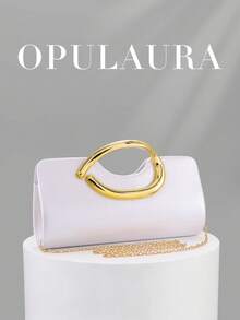 OpulAura Retro Solid Color Clutch Bag, Versatile Mini Purse, Fashionable PU Leather Handbag Suitable For Weddings, Parties, Galas, Dinners And Other Occasions - White - View 1