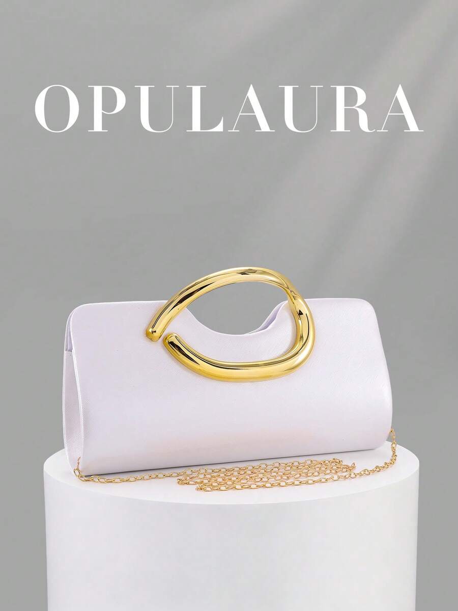 OpulAura Retro Solid Color Clutch Bag, Versatile Mini Purse, Fashionable PU Leather Handbag Suitable For Weddings, Parties, Galas, Dinners And Other Occasions - White - View 1