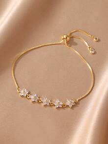 GEREIT 1 chiếc vòng tay hình trái tim mạ vàng 14K đính đá Zirconia nhiều màu sắc, kiểu dáng thanh lịch, có thể điều chỉnh kích thước, dành cho nữ, thích hợp đeo hàng ngày, quà tặng Ngày của Mẹ. - Trái tim Zircon màu - Xem 5