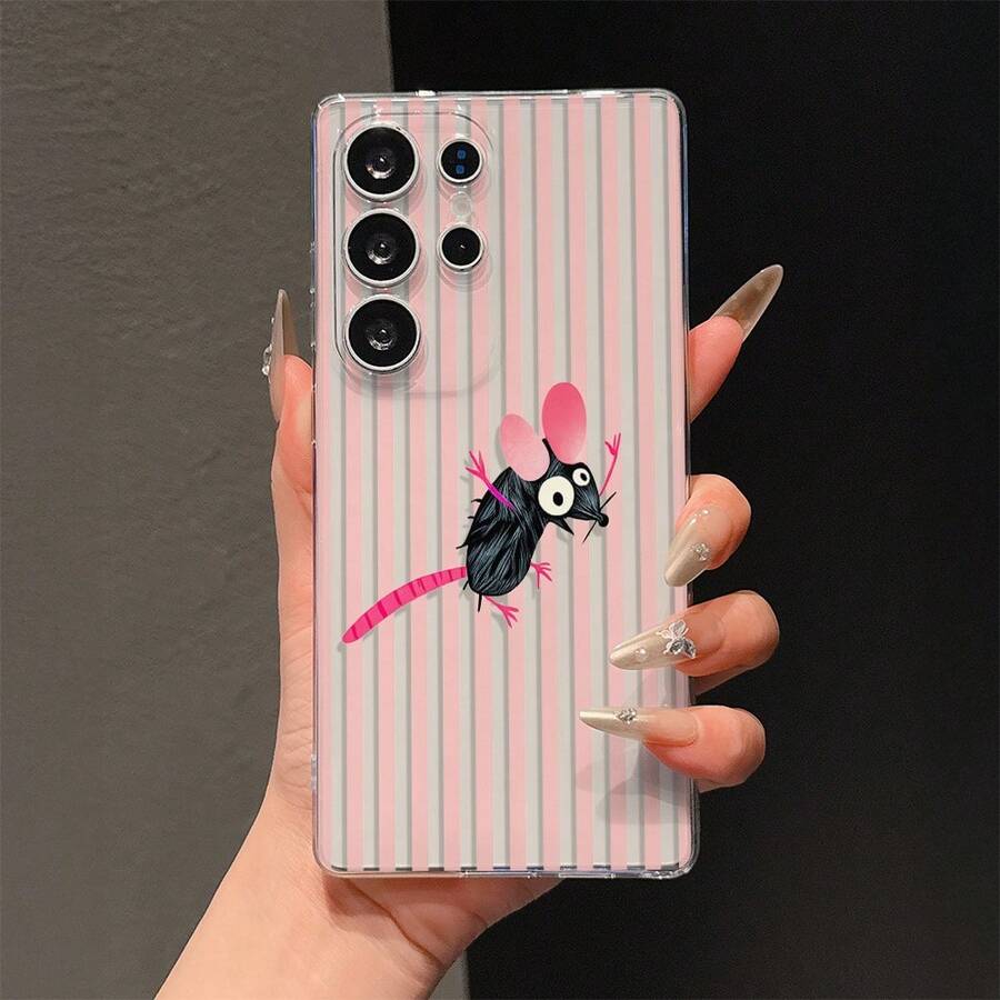 1个透明防震防滑TPU软手机壳，采用UV印刷条纹图案和黑色鼠标组合设计，兼容安卓手机Galaxy S25 S25Plus S25Ultra S24 S24Plus S24Ultra S23 S23Plus S23Ultra S23FE S22 S22Plus S22Ultra S21 S21Plus S21Ultra A56 A55 A54 A53 A52 A51 A23 A22 A24 A25 A26 A12 A13 A14 A15 A16 A32 A33 A34 A35 A36 A05 A05S A06 A07 F15 M15 M55 A17 A37 A57 S25FE S26 S26Plus S26Edge S26Ultra A3 A5 13C 14C 15C Honor 400 400Pro 500 500Pro - 彩色 - 查看 1