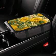 1pc Sunflower Printed Armrest Pad, Car Center Console Armrest Mat - Printing - View 3