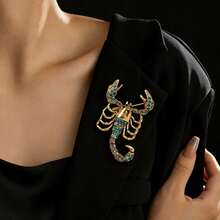 1 pieza Broche de escorpión de estilo vintage con rhinestones, adecuado para uso diario - Multicolor - Ver 1