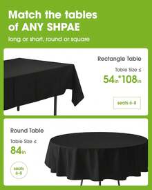 Plastic Table Cloth Disposable 12 Pack, 54 X 108 Inch Table Cloths, Halloween Party Decorations, Summerween Decor, Halloween Tablecloths, Rectangle, Plastic Cover, Waterproof, Black - Black Tablecloth - View 2