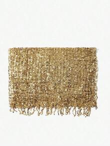 Golden Sparkle Fringe Scarf Party,School - 金色 - 查看 8