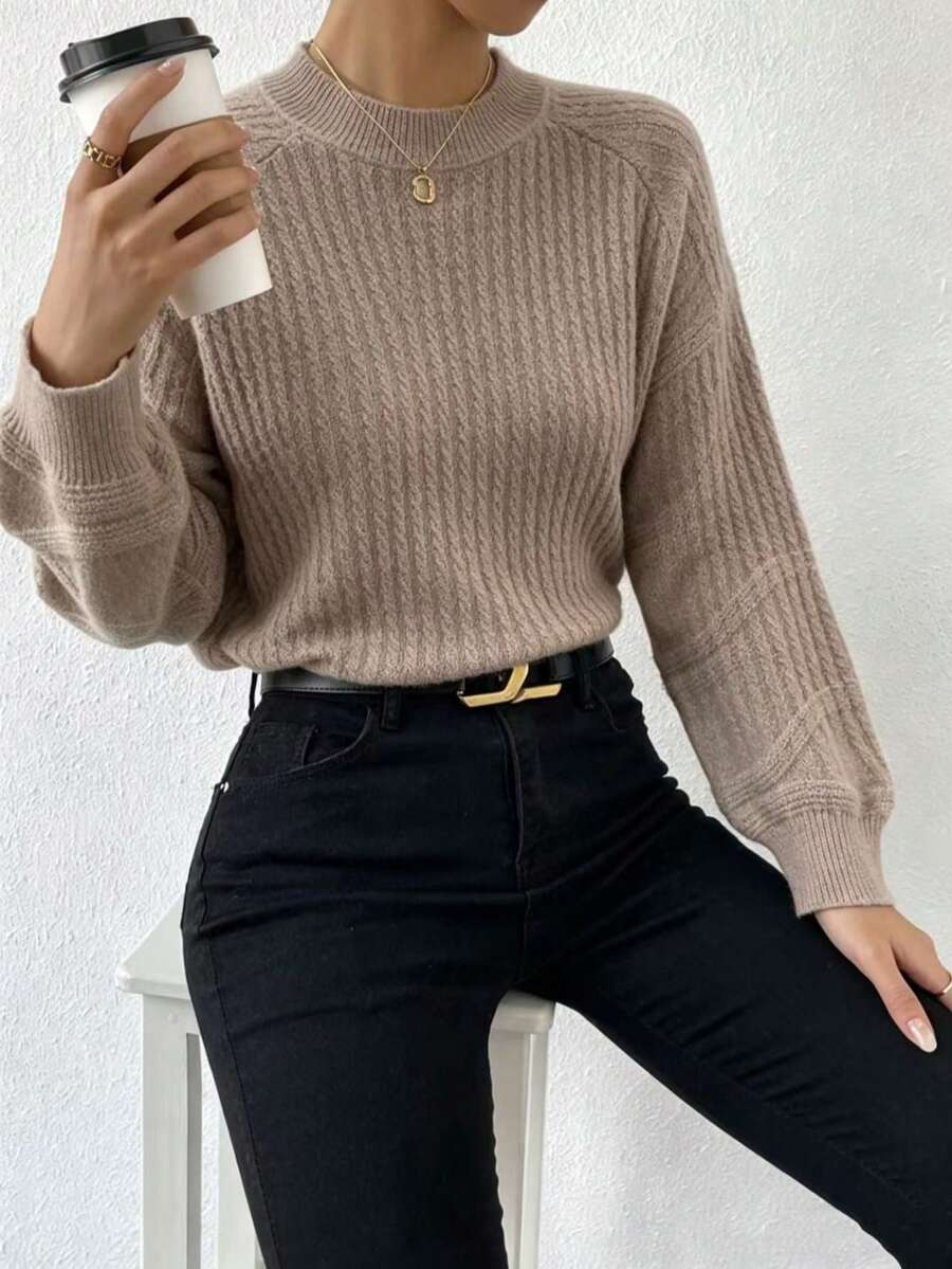 Mohair (Angora) Blouse, Women's Long-Sleeved Blouse, Thick, Printed, Plain, Suitable For Holidays, Vacations, Office, Daily Wear, Autumn, Winter. - Màu be - Xem 1