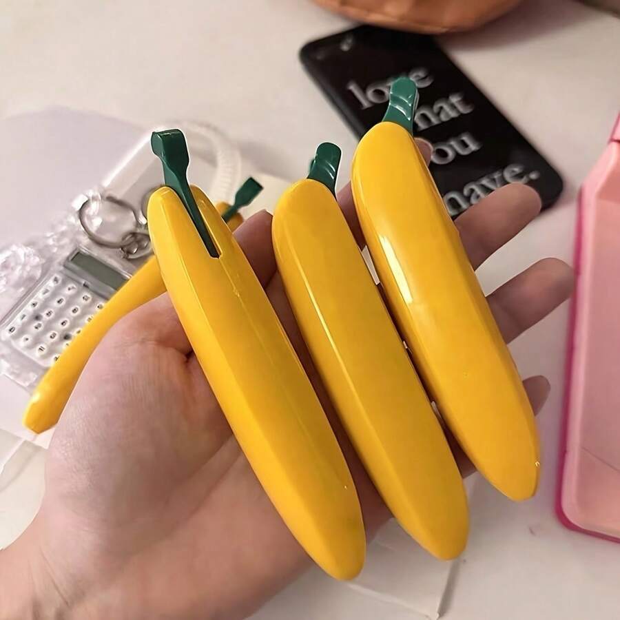 1pc Whimsical Banana Shaped Ballpoint Pen - Unique Realistic Pressing Design, Smooth Writing, Ergonomic Grip - Fun Office & School Supplies