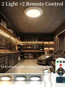 OBOVAY 1 pieza/2 piezas Lámpara de techo recargable con control remoto, Luz LED, Luz de pared, Luz de ventilador, Luz nocturna, Luz repelente de mosquitos, Accesorio de cocina, Lámpara de techo regulable con sensor de movimiento y temporizador para baño, pasillo, porche, 4000mAh - Multicolor - Ver 4