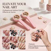 Dụng cụ vẽ móng nghệ thuật từ tính hình mắt rỗng màu hồng phiên bản nâng cấp mới, có tay cầm, phù hợp cho người mới bắt đầu. Thao tác đơn giản giúp nhanh chóng tạo ra những hình dán móng đẹp. Tay cầm bằng nhựa thích hợp cho các tiệm nail và những người đam mê vẽ móng để làm hình dán móng thủ công. Phụ kiện vẽ móng tuyệt vời, đầu móng màu hồng phù hợp với móng ngắn và móng hình hạnh nhân. Phù hợp với nhiều phong cách vẽ móng, các dịp lễ và mùa trong năm. - Nhiều màu - Xem 2