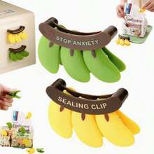 2 Reusable Food Bag Clips, Banana Sealing Clips, Cute Kitchen Snack Bag Sealing Devices, Plastic Snack Chip Sealing Clips, And Novel Banana-Shaped Refrigerator Accessories - Banana Sealing Clip - View 6
