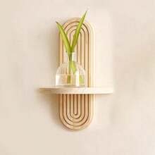 Boho Shelf Wall Decor Wooden Hanging Shelf Candle Holder For Living Room Bedroom Mid Century Modern Wall Decor - Log - View 7
