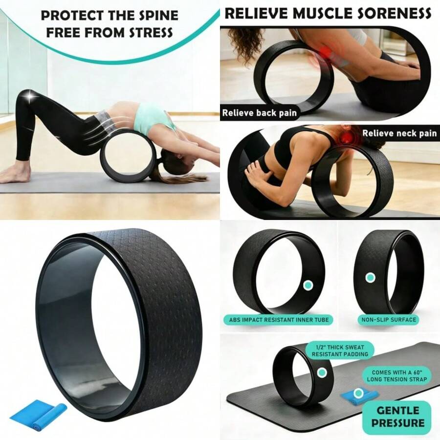 Best Sell-NGT Yoga Wheel 13 Inch Yoga Wheel For Back Pain Strongest And Most Comfortable Dharma Yoga Prop Wheel With Free Yoga Bands - Black-green - View 1