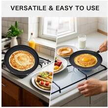 1pc Pre-Seasoned Cast Iron Skillet With Drip-Spouts For Indoor And Outdoor Cooking - Oven And Grill Kitchenware Pancake Pan Frying Pan - Black - View 3