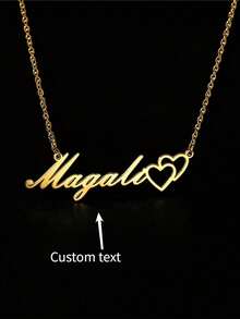 Collar con colgante de corazón personalizado con nombre, collar con colgante de placa con nombre de acero inoxidable, regalo perfecto para fiestas y amigos - Multicolor - Ver 2