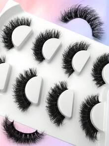 Asiteo 4 Pairs 6D Curly & Thick False Eyelashes, Faux Mink Lashes, Makeup Tools - Black - View 5
