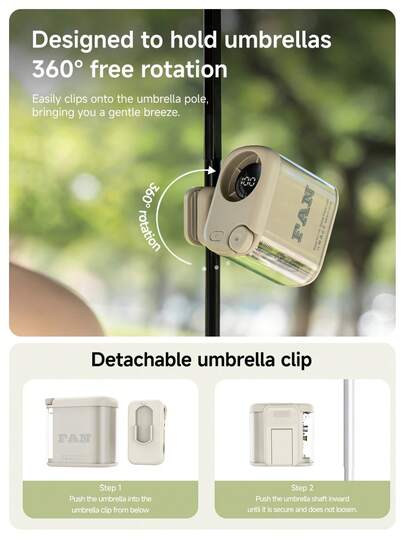 ViSSKO 16000RPM 고속 모터 허리 팬 | 롤러 무단 변속 + 스마트 디스플레이, 1800mAh 배터리 수명, 야외 걸이형 허리 냉각 팬, 비상등 팬 2-in-1, 클립 디자인, 원예 및 캠핑에 적합