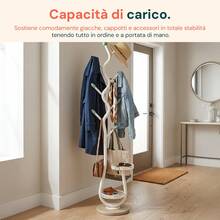 Avilia Appendiabiti Moderno in Metallo Bianco con 2 Vassoi Circolari Ø24 cm – Struttura Robusta e Salvaspazio - H 166,5 cm - Bianco - Visualizzare 5