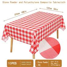 1 Pack Light Blue Plaid Disposable Plastic Tablecloth, Rectangular Light Blue And White Checkered Pattern, Suitable For Party, Outdoor Picnic, Birthday, Wedding, Camping, 54" X 108" - Multicolor - View 6