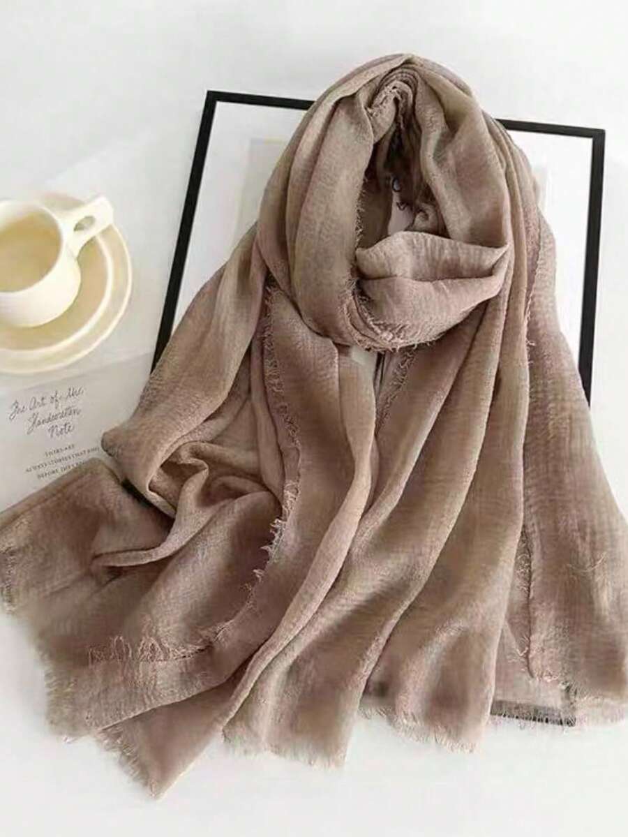 Women's Casual Versatile Solid Color Scarf,Travel Essential,Beach Towel - Cocoa Color - View 1