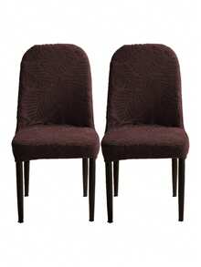 1/2/4pcs Jacquard Solid Color Chair Covers, Modern Minimalist Jacquard Velvet Stretch Full Cover Elastic Suitable For All Seasons - Coffee Brown - View 10