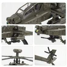 Modelo de avión AH-64 a escala 1:32, coche de juguete de aleación, hélice giratoria fundida, sonido, luz, modelos de vehículos de combate para niños, regalos - Verde - Ver 3