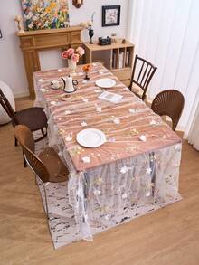 1/2 chiếc khăn trải bàn ren jacquard thêu hoa màu trắng, chất liệu hơi trong suốt, phong cách trang trại cổ điển, thích hợp cho gia đình, nhà bếp, các buổi họp mặt ngày lễ, đám cưới, sinh nhật, tiệc tùng, mọi mùa. - trắng - Xem 7