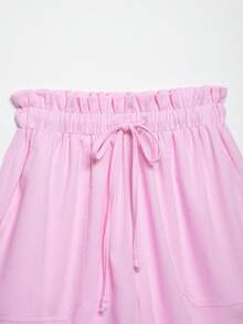 Quần short nữ mùa xuân hè kiểu dáng thoải mái, đa năng, cạp chun. - Hồng - Xem 5