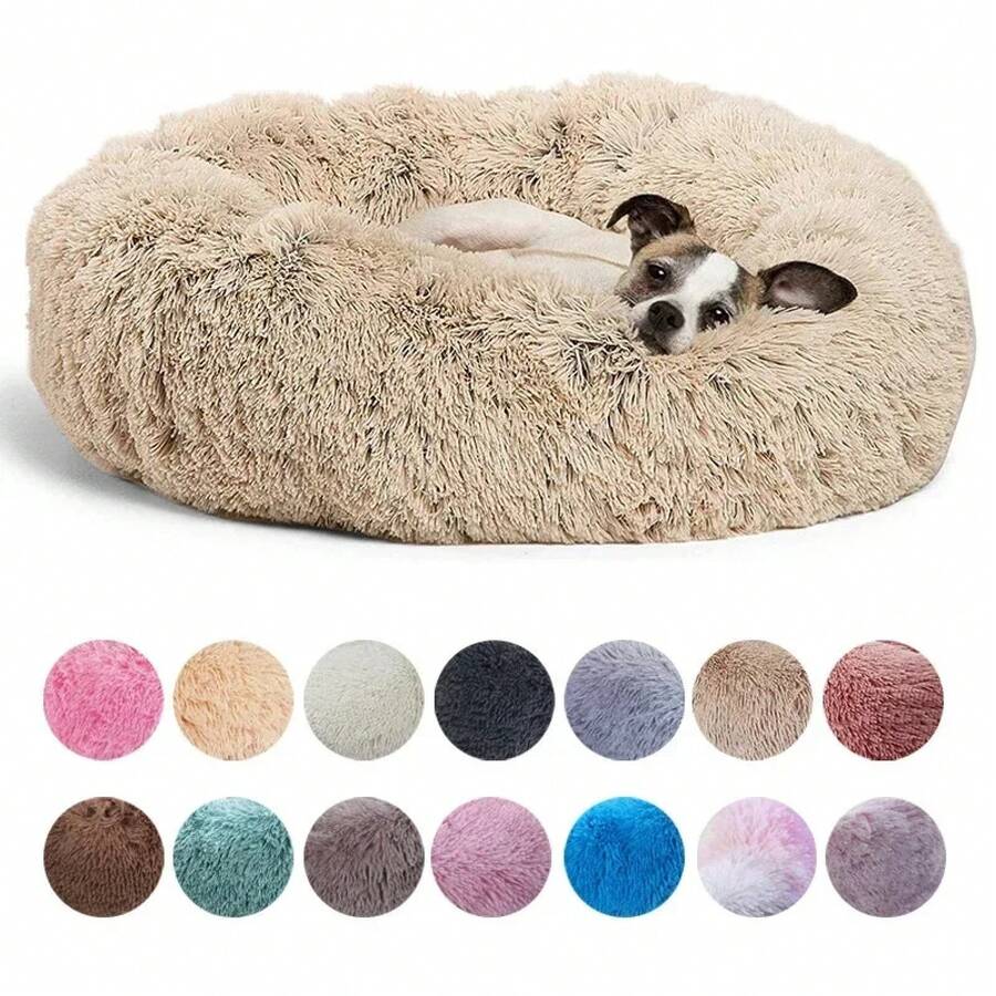 Cama redonda para mascotas de 40-90cm y 6 tamaños, cama para perros grandes, cama para gatos súper suave, casa para perros de peluche para perros medianos, casa para dormir cálido en invierno - 2 - Ver 1