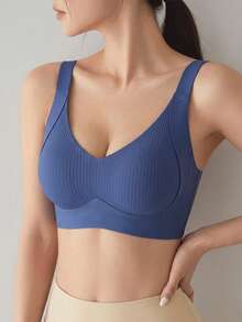 DAZY Áo ngực có thể điều chỉnh độ che phủ toàn diện, nâng đỡ và hỗ trợ không gọng cho vòng một lớn, thu nhỏ phần dưới ngực, cỡ lớn - Màu xanh lam - Xem 1