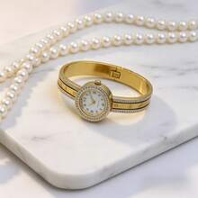 Women's Stainless Steel Watch 2026 | Rhinestones On Dial And Bracelet, 23.5mm - aco20 - Xem 9