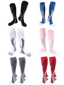 6 Pairs Breathable, Odor-Resistant, Moisture-Wicking Compression Athletic Socks With Geometric Pattern & Side Stripes, Unisex, Soft & Comfortable, Suitable For Running, Travel, Hiking, All Seasons, Cozy - Multicolor - View 33