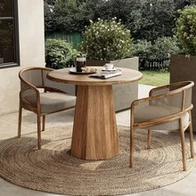 LITTLE TREE Small Round Dining Table For 2-4 Seater 80cm Kitchen Table With Octagonal Base For Dining Room Living Room Brown - Light Brown - View 4