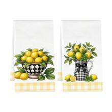 2pcs Kitchen Towels, Modern Kitchen Supplies Blue Plaid Lemon Pattern Super Soft Microfiber Kitchen Towels, 40*60cm/15.7*23.6in Towels, Single-Sided Printed, Kitchen Dish Cloths, Suitable For Restaurant Kitchen Bathroom Decor, Holiday Gift - Multicolor - View 14