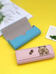 Cute Capybara Glasses Case - Cute Bear Print Faux Leather Eyewear Container For Women | Cartoon Animal Print Accessories | New Year Gifts, Valentine's Day Gift For Her | Cute School Supplies, Girls Fashion Accessories, Daily Use, Travel, Durable Protective Shell For Myopia Glasses & Fashion Glasses | Gift For Friends, Small Gift Exchange - Multicolor - View 5