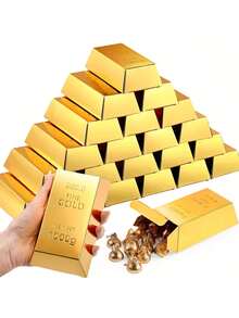 Bộ 5 hộp kẹo giả vàng hình thỏi vàng, hộp quà tặng tiệc chủ đề vàng thỏi với họa tiết dập nổi "VÀNG NGUYÊN CHẤT 999.9", hộp đựng quà, trang trí bàn tiệc, quà tặng tiệc, thích hợp đựng kẹo, đồ ăn nhẹ, sô cô la, đồ chơi, quà sinh nhật, đám cưới, lễ tốt nghiệp, trang trí tiệc theo chủ đề, hộp đựng quà tiệc chủ đề cướp biển. - Nhiều màu - Xem 10