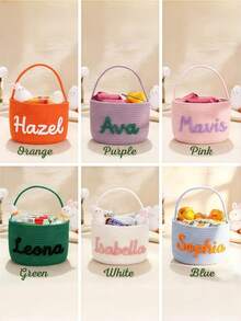 Una cesta de almacenamiento de cuerda de algodón personalizada, personalizable con un nombre, cesta de almacenamiento de juguetes, para recién nacidos, Pascua, cumpleaños, familias con mascotas, bautizos, adecuada para almacenar ropa de niños, artículos varios, juguetes y como pieza decorativa para una habitación infantil. - Multicolor - Ver 8