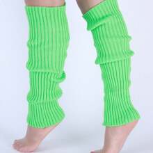 1 par de calentadores de piernas de estilo Lolita de colores caramelo, combinados con calentadores de piernas cálidos para otoño e invierno, acogedores - Verde - Ver 4