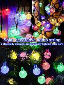 20/50/100 Stücke LED Solar Blasenball Lichterkette, Solar Gartenleuchten mit 8 Beleuchtungsmodi, solarbetrieben, wasserdicht, perfekt für Outdoor Garten Dekoration, Terrasse, Hof Geländer und Verpackungsdekoration, unverzichtbare Outdoor Garten Dekoration, Halloween Dekoration - A - Übersicht 5