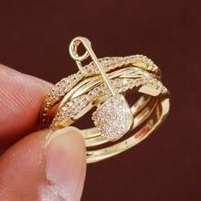 1pc Rope Wrapped Detachable Ring Design With Cubic Zirconia Stones For Women - Multicolor - View 7
