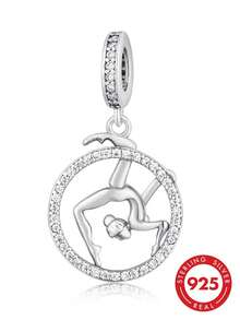 1pc Elegant 925 Sterling Silver Girl Dancing Pendant, Suitable As Birthday Gift For Men And Women - Silver - View 2