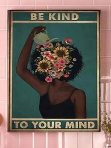1pc Framed Vintage Art Canvas Poster Be Kind To Your Mind Poster, Pot Head Garden Wall Art Girl Poster Print, Gardening Canvas Wall Art, Wall Art Painting For Living Room Bedroom Deocor, Stretched And Framed Ready To Hang - Nhiều màu-A - Xem 11