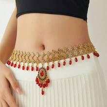 Fashion Waist Accessory Retro Design Tassel Body Chain Belly Dance Waist Chain Women Suitable Daily Wear Friends - 綠色 - 查看 1
