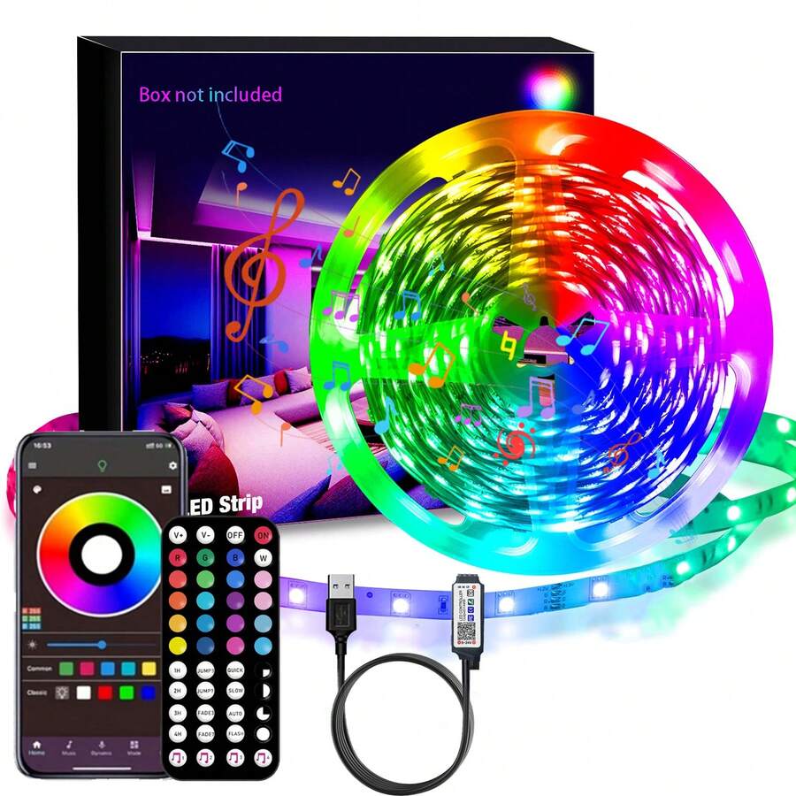 1 dải đèn LED RGB 20ft (khoảng 6 mét) kèm điều khiển từ xa, thích hợp cho phòng ngủ, trang trí nhà cửa, phòng khách, nhà bếp, trang trí tiệc tùng, tận hưởng ánh sáng tuyến tính, tạo nên những sắc màu lãng mạn. - Dải đèn - Xem 1