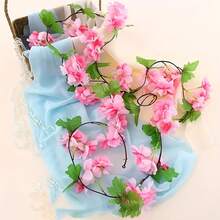 1/5Pcs Artificial Cherry Blossom Vines Home Decor, DIY Garland Material, Valentine's Day Decor, Birthday Party Decor, Wedding Venue Arrangement, Outdoor Garden Decoration Material, New Year Decor - Coral Pink - View 4