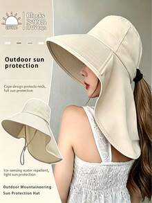 Women's Summer UV Protection Sun Hat, Large Brim Neck Cover All-In-One Sun Hat, Lightweight Breathable Sweat-Wicking, Ponytail Friendly Design, UV Protection Face Flattering, Suitable For Outdoor Sports, Hiking, Tea Picking, Beach Travel, Commuting And Rural Activities, Multifunctional Fashion Headwear, Essential Summer Outdoor Sun Protection Accessory - Fisherman's Hat - View 3