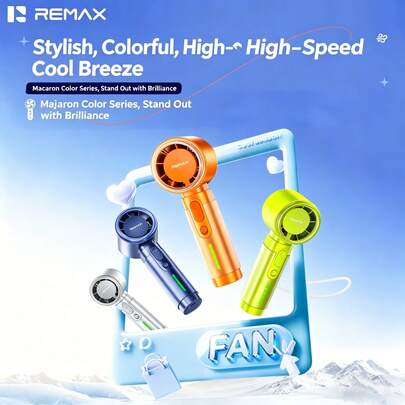 REMAX Portable Wireless Handheld Fan With Turbo-Charged Airflow, USB Charging For Extended Battery Life, Can Be Used As A Desktop Or Neckband Fan, Mini Pocket Fan.