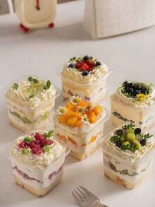 10/20pcs Reusable Tiramisu Mousse Cake Boxes, PP Plastic Dessert Packaging Containers, Reusable Party Boxes, Suitable For Baking School Supplies, Food Bags, Food Boxes, Applicable For Candy, Chocolate, Cookies Etc. - White - View 5