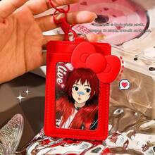Bow Design PU Photocard Holder, Cute Idol ID Card Case With Detachable Keychain - Color - View 6